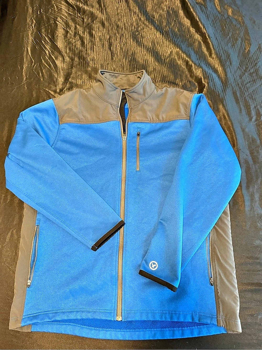 AE Colorblock Full-Zip Jacket Blue & Gray Size Large